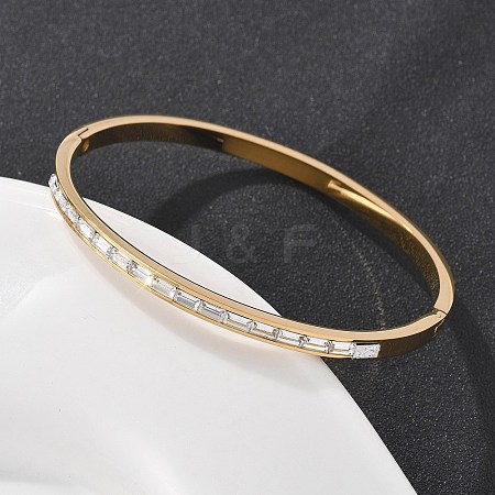 304 Stainless Steel Rhinestone Bangles for Women BJEW-Z092-08G-1