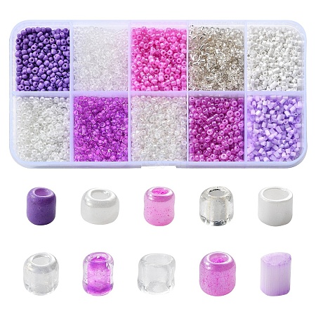 100G 10 Colors Glass Seed Beads SEED-YW0002-89C-1