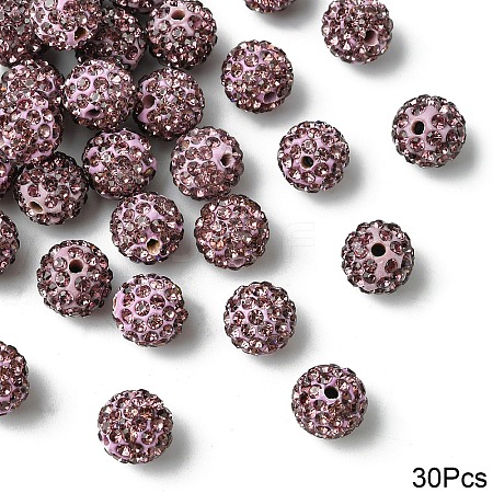 30Pcs Pave Disco Ball Beads RB-YW0001-25C-1