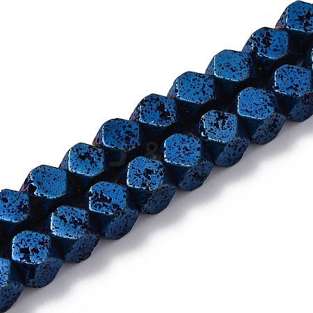 Electroplated Natural Lava Rock Beads Strands G-A256-C01-01F-1