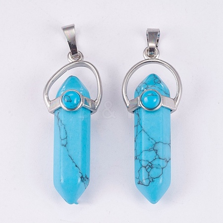 Synthetic Turquoise Double Terminated Pointed Pendants G-P373-B01-1