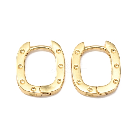 Brass Oval with Polka Dot Hoop Earrings for Woman EJEW-F314-02A-G-1