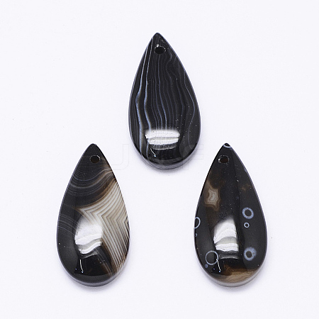 Natural Black Agate Pendants X-G-K178-26D-1