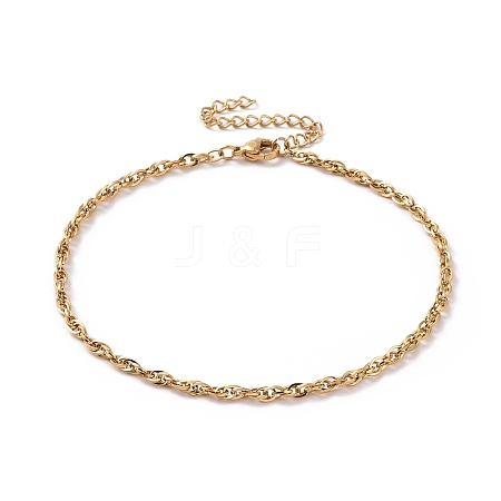 PVD Vacuum Plating 304 Stainless Steel Rope Chain Bracelet for Men Women BJEW-E031-12G-01-1