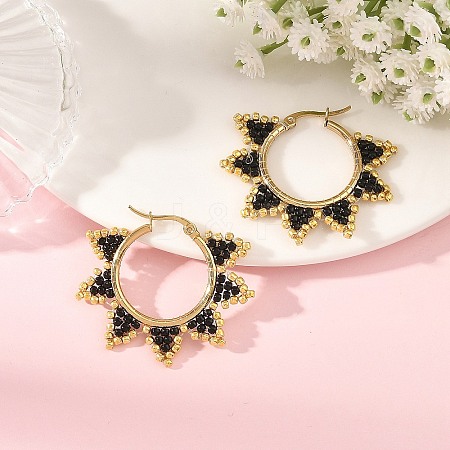 Glass Beaded Hoop Earrings EJEW-MZ00750-03-1