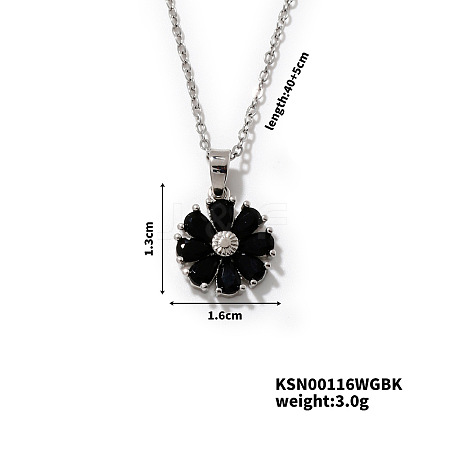 Shiny Flower Necklace with European and American Fashion Temperament RI6180-1