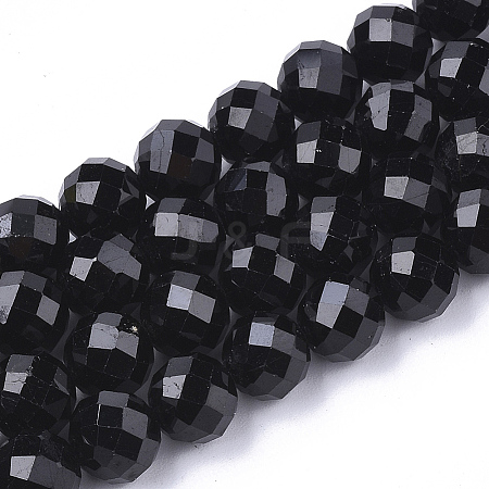 Natural Black Tourmaline Beads Strands G-S345-8mm-002-1