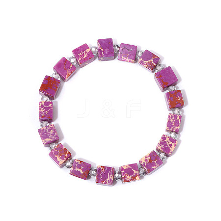 Square Synthetic Imperial Jasper Beaded Bracelets for Women Men DR6998-3-1
