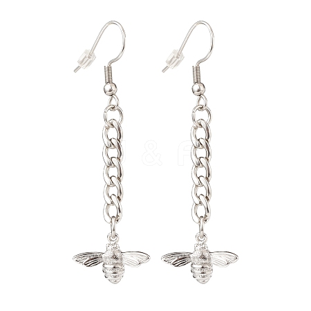 Curb Chains with Brass Charm Long Dangle Earrings EJEW-JE04963-02-1