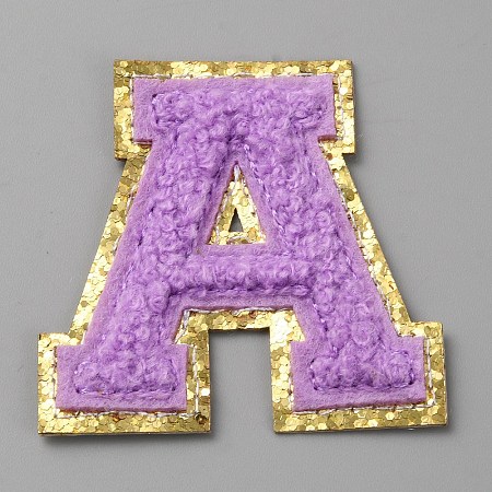 Letter A Computerized Towel Embroidery Cloth Self Adhesive Patches PATC-WH0007-37B-06-1