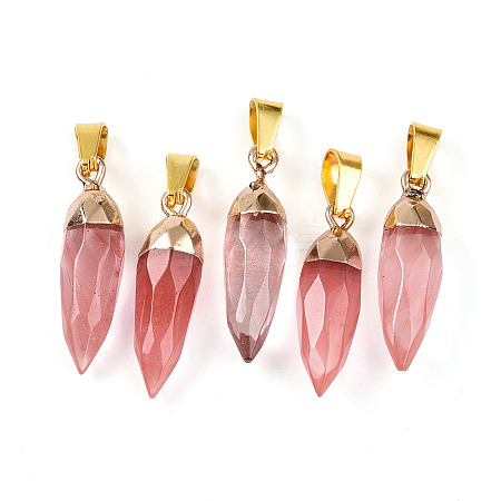 Synthetic Cherry Quartz Glass Pendants G-N345-01D-1
