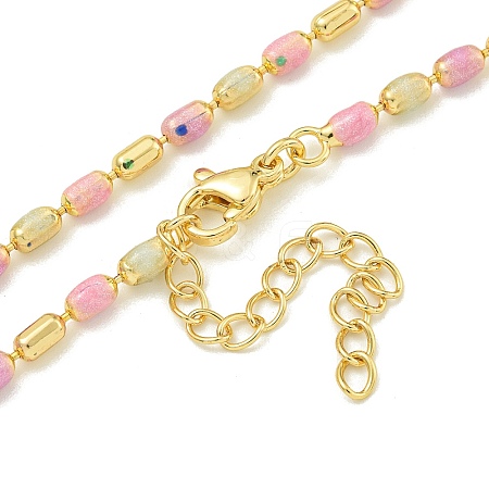 Brass Enamel Column Link Chain Necklaces NJEW-H039-04A-03G-1