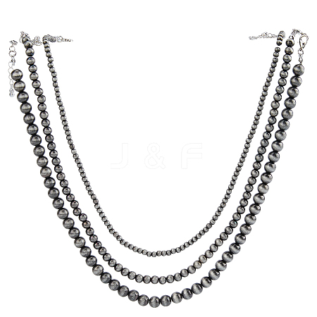 3Pcs 3 Styles CCB Round Beaded Necklaces NJEW-FH0001-32-1