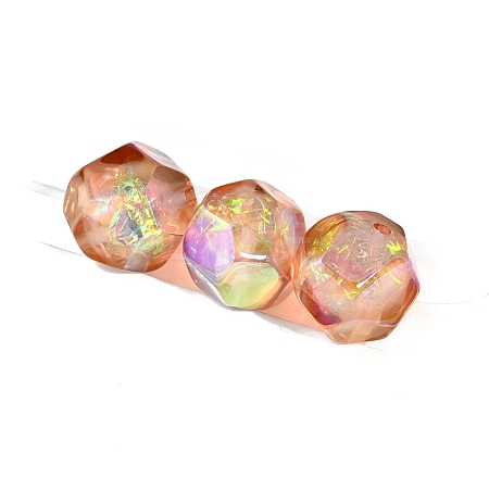 10Pcs Gradient Color & UV Plating Rainbow Iridescent Opaque Resin Beads PW-WG6C260-05-1