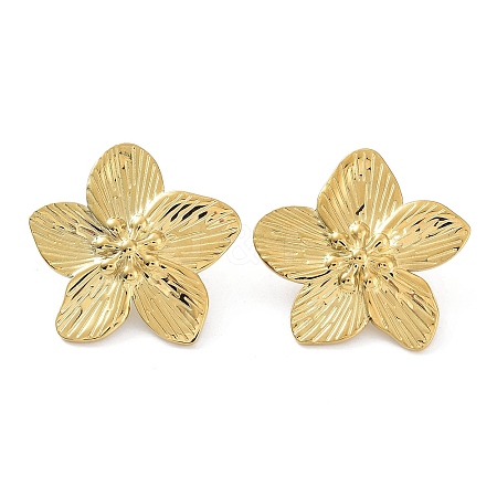 Flower 304 Stainless Steel Stud Earrings High Polished X-EJEW-L267-002G-1