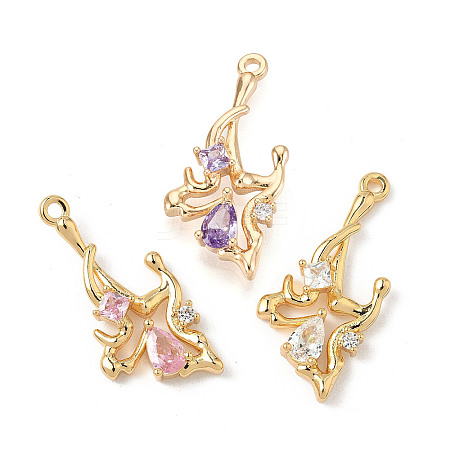 Brass Micro Pave Cubic Zirconia Pendants KK-S531-03G-1
