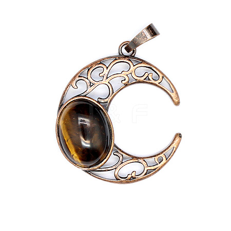 Retro Hollow Natural Tiger Eye
 Pendants PW-WGE1A4B-16-1