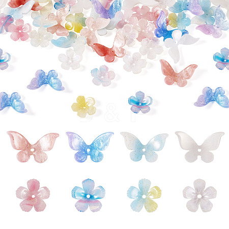 40Pcs 8 Styles Opaque & Transparent Cellulose Acetate Beads RESI-TA0003-51-1