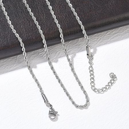 10Pcs 2MM 304 Stainless Steel Rope Chain Necklaces NJEW-G203-08P-1