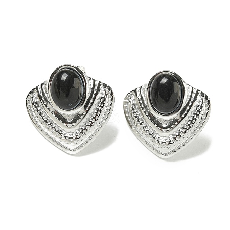 Cat Eye Stud Earrings EJEW-G400-60P-02-1