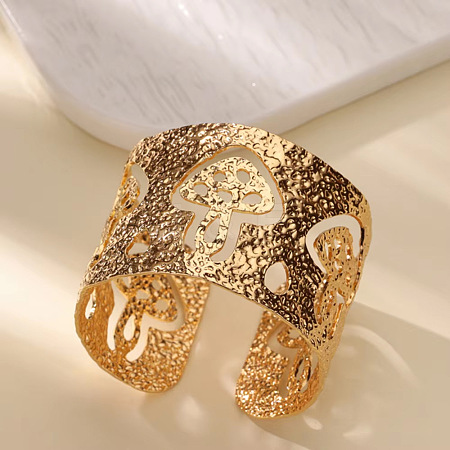 304 Stainless Steel Cuff Bangles BJEW-B135-01C-G-1