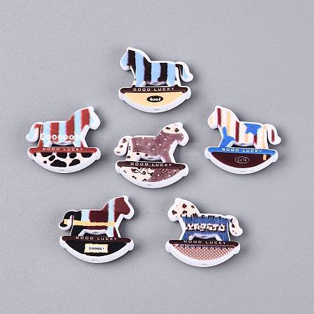 Printed Opaque Acrylic Beads OACR-Q198-02-1