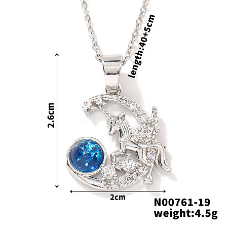 Starry Sky Theme Brass Pave Clear Cubic Zirconia Pendant Necklace for Women AQ6325-5-1