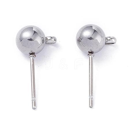 Non-Tarnish 304 Stainless Steel Ball Post Stud Earring Findings STAS-Z035-01P-A-1