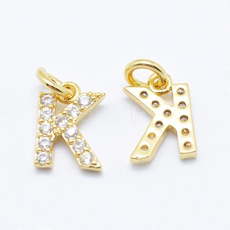 Brass Micro Pave Grade AAA Cubic Zirconia Charms ZIRC-P067-11G-K-NR-1