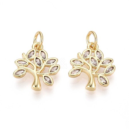Brass Micro Pave Cubic Zirconia Pendants KK-T071-98G-1