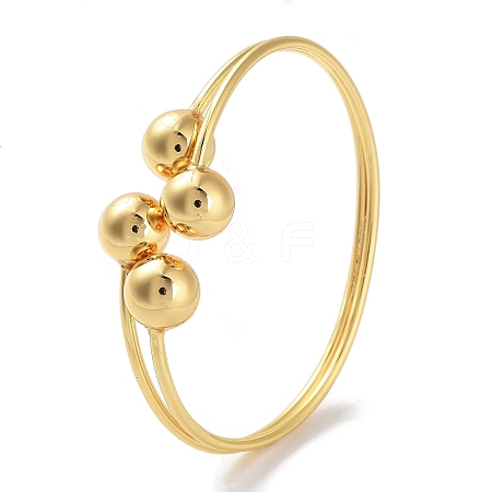 Round Balls Brass Bangles for Women BJEW-Z061-12G-1