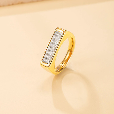 304 Stainless Steel & Crystal Rhinestone Finger Rings WG81AE1-02-1