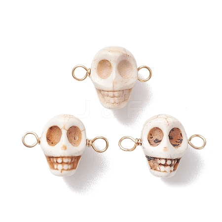 Halloween Synthetic Magnesite Skull Links Connector Charms PALLOY-JF02700-1