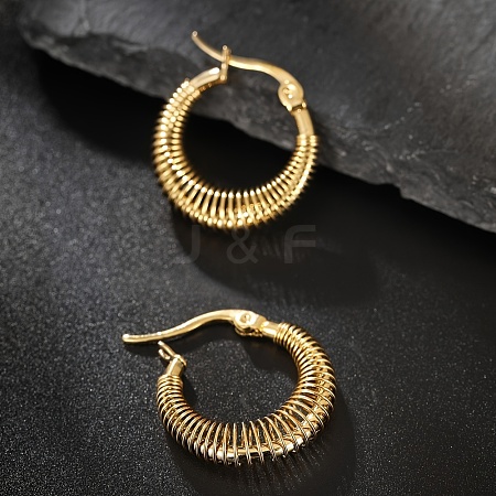 Elegant Threaded Circle Stainless Steel Hoop Earrings for Women TK2986-1