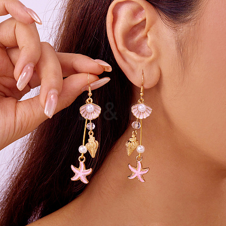 Alloy Plastic Imitation Pearl Dangle Earrings FS-WGA0CA5-01-1