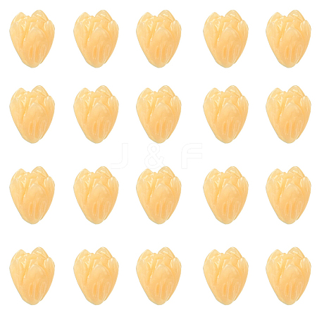 20Pcs Opaque Resin Flower Rose Beads RESI-YW0004-99F-1