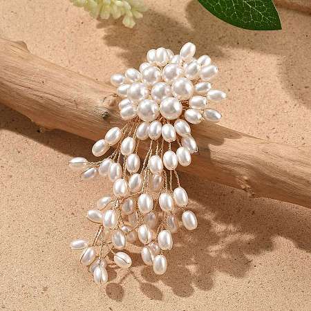 Tassels Alloy Plastic Imitation Pearl Brooches for Backpack Clothes JEWB-A030-02G-1