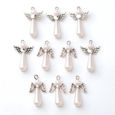 Acrylic Imitation Pearl with Alloy Pendants PALLOY-YW00001-1
