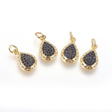 Brass Micro Pave Cubic Zirconia Charms ZIRC-G150-06A-1
