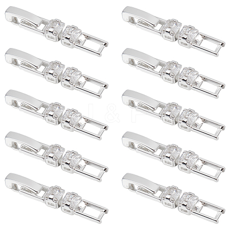 10Pcs Brass Pave Clear Cubic Zirconia Watch Band Clasps KK-BC0013-67S-1