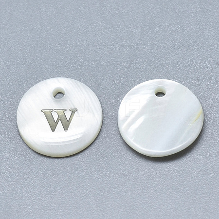 Natural White Shell Mother of Pearl Shell Charms SSHEL-N036-053W-1