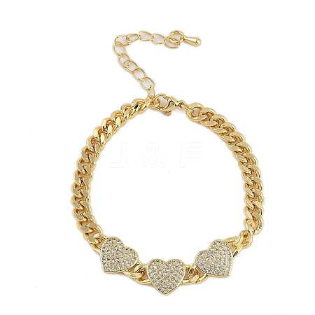 Rack Plating Brass Bracelets with Cubic Zirconia for Women BJEW-D047-01G-02-1