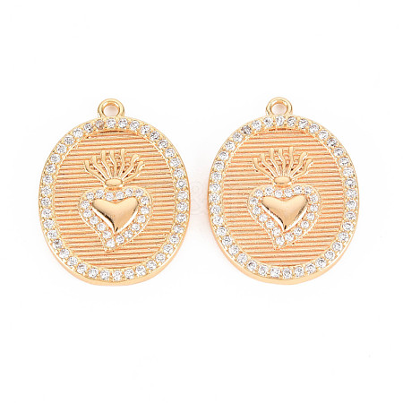 Brass Micro Pave Clear Cubic Zirconia Pendants KK-T062-144G-NF-1