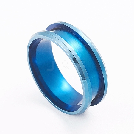 201 Stainless Steel Grooved Finger Ring Settings MAK-WH0007-16L-B-1
