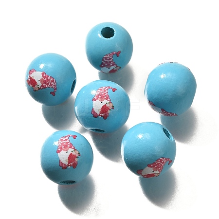 Valentine's Day Element Printed Wood Beads WOOD-R002-01-27-1