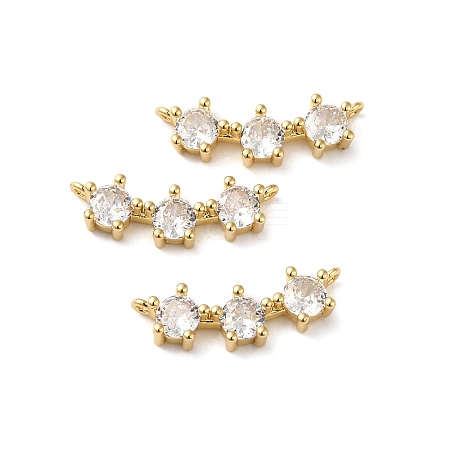 Rack Plating Brass Pave Clear Cubic Zirconia Connector Charms KK-O142-31G-1