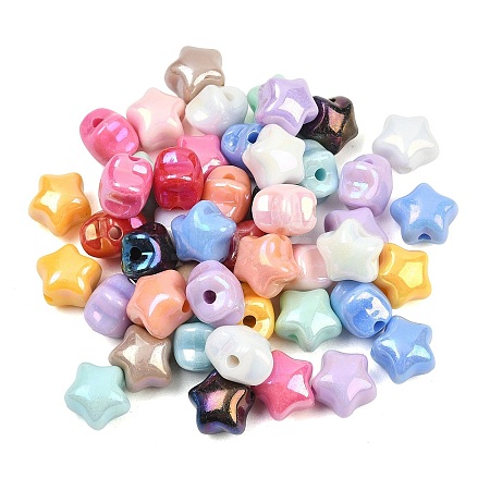 Plating Opaque Acrylic Beads OACR-D042-01-1