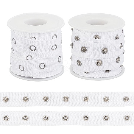 5 Yards Alloy Snap Button Tape Trim Polyester Ribbons DIY-OC0011-27A-1