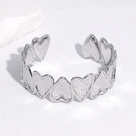 Hammered 304 Stainless Steel Cuff Bangles for Women FS-WGB5711-01-1