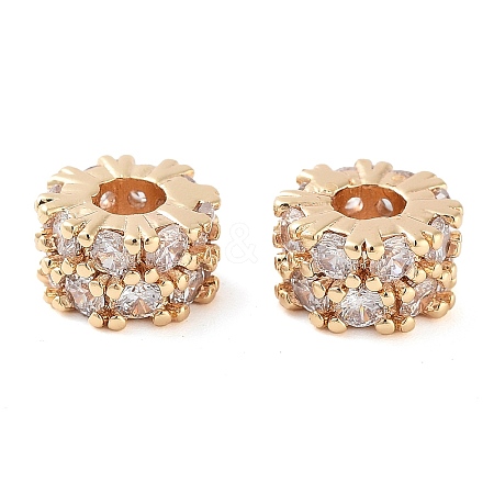 Brass Micro Pave Clear Cubic Zirconia Beads KK-U028-29G-1